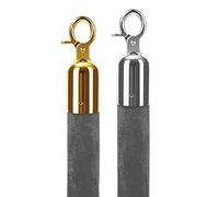 for Crowd Control Barriers at The Exit and Entrance,A Set of Two Velvet Ropes, Hanging Stanchion Rope,3ft/4ft/5ft(Gray,5ft(152.4cm))