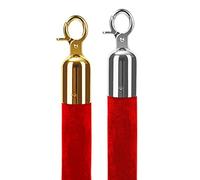 for Crowd Control Barriers at The Exit and Entrance,A Set of Two Velvet Ropes, Hanging Stanchion Rope,3ft/4ft/5ft(Red,7ft(213.4cm))