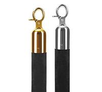 for Crowd Control Barriers at The Exit and Entrance,A Set of Two Velvet Ropes, Hanging Stanchion Rope,3ft/4ft/5ft(Black,4ft(121.9cm))