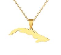For Cuba Stainless Steel Map Pendant Necklaces Map Jewelry Gold Color Items for Bridal Women Man Party Gifts Earrings Sets Round Ball Jewelry (Model 3)