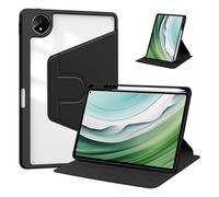 for Custodia girevole compatibile con Huawei MatePad SE 11 pollici 2024 con portapenne, custodia protettiva, supporto, retro trasparente, funzione di accensione/spegnimento automatico per(Black)