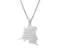 For Democratic Republic of The Congo Stainless Steel Map Pendant Necklaces Map Jewelry Gold Color Items for Bridal Women Man Party Gifts Earrings Sets Round Ball Jewelry (Model 14)