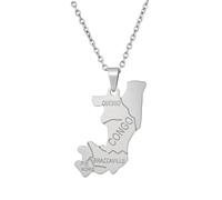 For Democratic Republic of The Congo Stainless Steel Map Pendant Necklaces Map Jewelry Gold Color Items for Bridal Women Man Party Gifts Earrings Sets Round Ball Jewelry (Model 6)