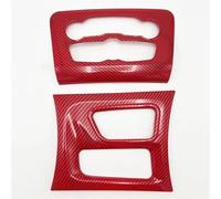 For Dodge For Charger 2015-2023 Carbon Fiber Look Central Control Gear Shift Panel & Air Conditioning Cover Stickers Rifiniture Interne(Red Carbon Fiber LOOK)