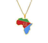 For Eritrea Stainless Steel African Map Pendant Necklaces Map Jewelry Gold Color Items for Bridal Women Man Party Gifts Earrings Sets Round Ball Jewelry