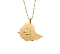 For Ethiopia Stainless Steel Map Pendant Necklaces Map Jewelry Gold Color Items for Bridal Women Man Party Gifts Earrings Sets Round Ball Jewelry (Model 4)