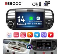 For FIAT 500 2007-2015 7" Apple Carplay Car Stereo Android 14 GPS Navi RDS 4+64G