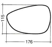 For Ford Fiesta dal 2008>04.2017 Vetro Dx Curvo Cromato per Specchio Retrovisore