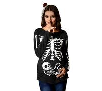 For G and PL - Maglietta da donna a maniche lunghe Maternity Black Skeleton. S