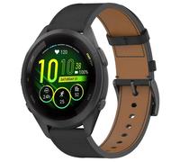 For Garmin Forerunner 265S Press Button 18mm Leather Watch Band(Black)