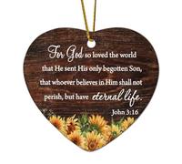 for God So Loved The World John 3:16 Ornamento a forma di cuore in ceramica per albero di Natale Decorazione da appendere Citazioni divertenti Ornamento di Natale Memoriale da collezione Capodanno