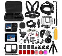 For GoPro Hero 13 Black Waterproof Case Chest Strap Tempered Glass Screen Protector with Selfie Stic