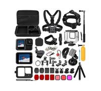 For GoPro Hero 13 Black Waterproof Case Chest Strap Tempered Glass Screen Protector with Selfie Stic