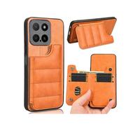 (For Honor X5b / Honor X5b Plus, Orange) Cow Pattern Sewing Card Bag Phone Case