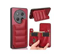 (For Honor X60 Pro / X9c / Magic7 Lite, Red) Cow Pattern Sewing Card Bag Phone Case