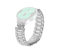 For Huawei Watch GT 3 Pro 43mm Stainless Steel Strap Crown Shape Rhinestone Decor Silver Watch Band
