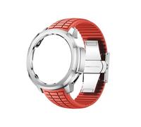 For Huawei Watch GT Runner 2 Cinturino curvo specializzato Sostituisci custodia for PC Bracciale con cinturino in silicone(Silver+red)