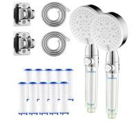 For HydroBoost High Pressure 5 - Fashion Filtered Shower Head, Filtered Shower Head with Handheld, Built-in Power Wash for Hard Water (White-2 pcs)