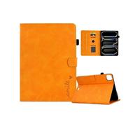 For iPad Pro 11 (2024) Case Letters Imprinted PU Leather Card Holder Tablet Cover - Khaki