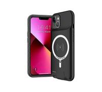 For iPhone 13 7000mAh Rechargeable Extended Battery Soft TPU Edge ABS Charging Shell Case Compatible with MagSafe Wireless Charger (Support Audio)