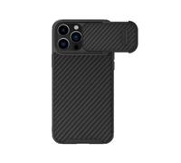 For iPhone 14 Pro Max Carbon Fiber PC+TPU Anti-scratch Back Cover Slide Camera Protection Phone Case