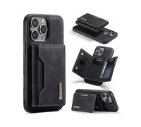 (For iPhone 16 Pro, Black) DG.MING M2 Series 3-Fold Card Bag Wallet Leather Phone Case