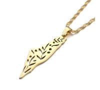 For Israel Palestine Map Pendant Necklace Stainless Steel Country Geography Chain for Women Jewelry (Model 12)