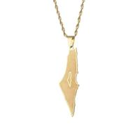 For Israel Palestine Map Pendant Necklace Stainless Steel Country Geography Chain for Women Jewelry (Model 2)