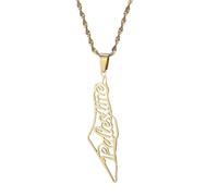 For Israel Palestine Map Pendant Necklace Stainless Steel Country Geography Chain for Women Jewelry (Model 5)