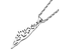 For Israel Palestine Map Pendant Necklace Stainless Steel Country Geography Chain for Women Jewelry (Model 11)
