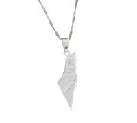 For Israel Palestine Map Pendant Necklace Stainless Steel Country Geography Chain for Women Jewelry (Model 17)