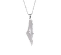 For Israel Palestine Map Pendant Necklace Stainless Steel Country Geography Chain for Women Jewelry (Model 1)
