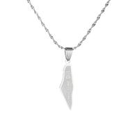 For Israel Palestine Map Pendant Necklace Stainless Steel Country Geography Chain for Women Jewelry (Model 16)