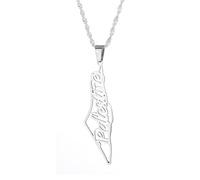 For Israel Palestine Map Pendant Necklace Stainless Steel Country Geography Chain for Women Jewelry (Model 6)