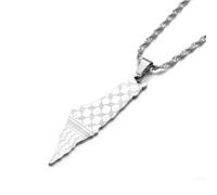For Israel Palestine Map Pendant Necklace Stainless Steel Country Geography Chain for Women Jewelry (Model 13)