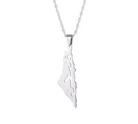 For Israel Palestine Map Pendant Necklace Stainless Steel Country Geography Chain for Women Jewelry (Model 8)