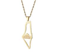 For Israel Palestine Map Pendant Necklace Stainless Steel Country Geography Chain for Women Jewelry (Model 3)