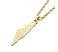 For Israel Palestine Map Pendant Necklace Stainless Steel Country Geography Chain for Women Jewelry (Model 14)
