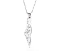 For Israel Palestine Map Pendant Necklace Stainless Steel Country Geography Chain for Women Jewelry (Model 10)