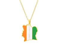For Ivory Coast Stainless Steel Map Pendant Necklaces Map Jewelry Gold Color Items for Bridal Women Man Party Gifts Earrings Sets Round Ball Jewelry (Model 5)