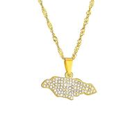 For Jamaica Stainless Steel Map Pendant Necklaces Map Jewelry Gold Color Items for Bridal Women Man Party Gifts Earrings Jewelry (Model 3)