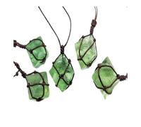 for la Ciondolo in Cristallo Smeraldo Naturale Guarigione Bacchetta con Pietre preziose Reiki Collana con Treccia Avvolgente in Fluorite Verde Yoga Macrame for Uomo Donna Campione di Minerale