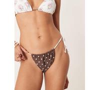 For Love & Lemons - Bay - Slip bikini color cioccolato a pois in coordinato-Marrone L