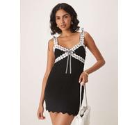 For Love & Lemons - Becka - Vestito corto nero con finiture con nastro L