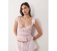 For Love & Lemons - Bustino rosa a cuori in coordinato M