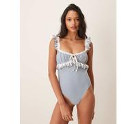 For Love & Lemons - Daisy Lane - Costume da bagno intero blu ricamato con ancora L