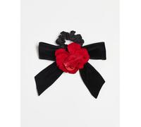 For Love & Lemons - Fiocco per capelli in velluto rosso con rosa One Size