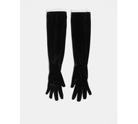 For Love & Lemons - Guanti lunghi stile opera con fiocco in velluto neri-Nero One Size