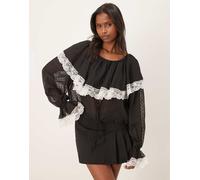 For Love & Lemons - June - Blusa a maniche lunghe nera-Nero 2XS