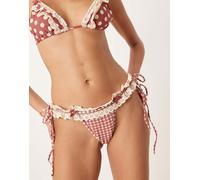 For Love & Lemons - Slip bikini rossi a quadretti in coordinato-Rosso L